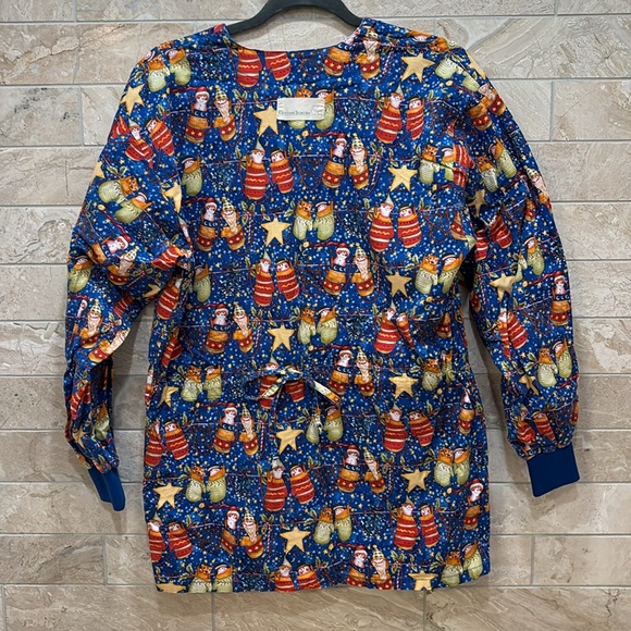 Holiday Medical Scrub Top and Matching Jacket Set Size Medium 100% Cotton - Picture 9 of 10